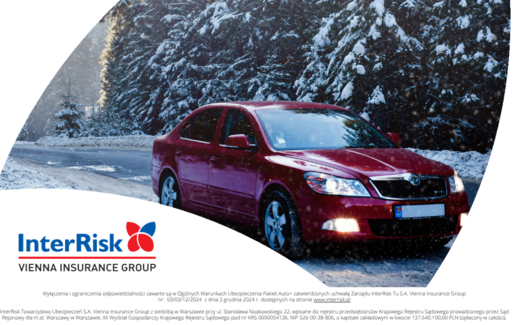 zima, auto czerwone, ubezpieczenie